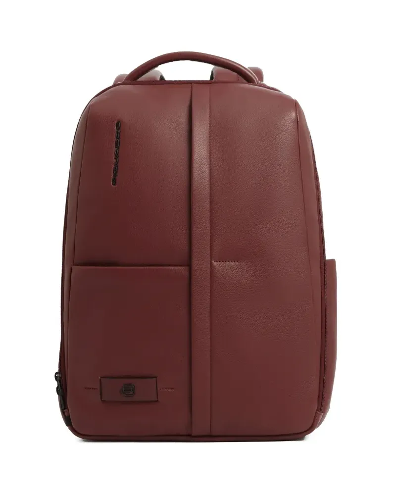Piquadro Laptop-Rucksack aus Leder - Rot Rot