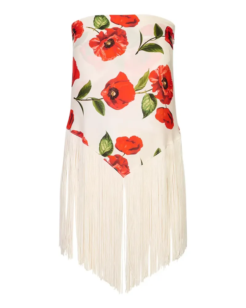 Alice + Olivia floral-print fringed scarf - Weiß Weiß