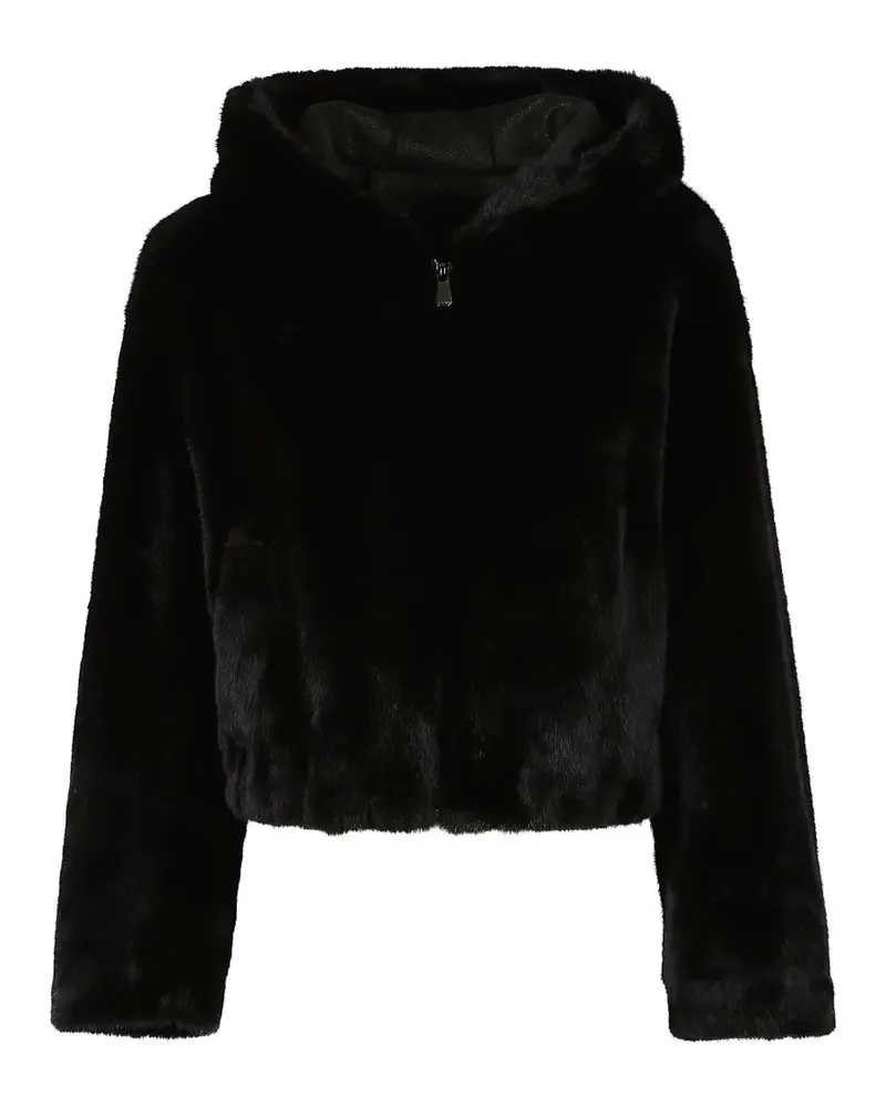 Pinko faux-fur hooded jacket - Schwarz Schwarz