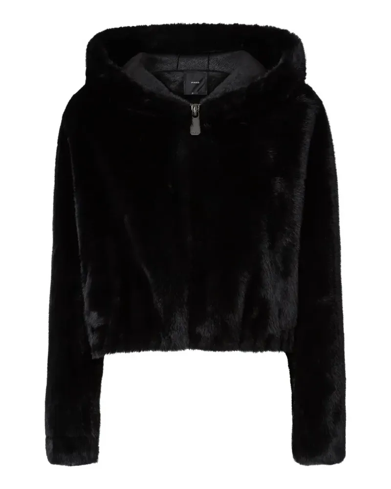 Pinko Gasteria Kapuzenjacke aus Faux Fur - Schwarz Schwarz