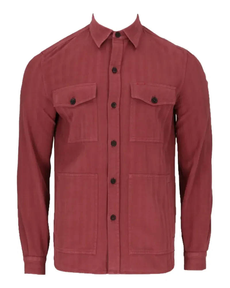 Isaia Hemdjacke mit Fischgrätenmuster - Rot Rot