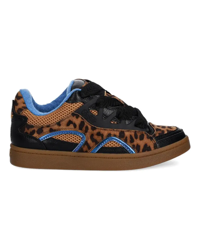 Buffalo leopard print lace-up sneakers - Braun Braun