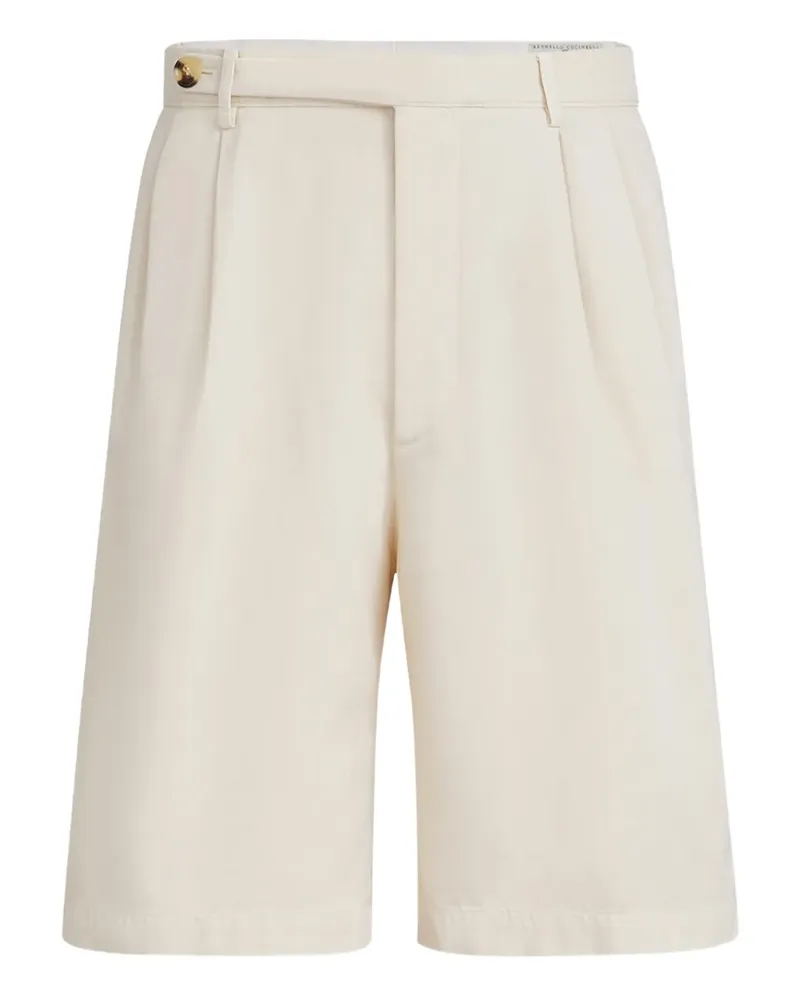Brunello Cucinelli Plissierte Shorts mit geripptem Bund - Nude Nude