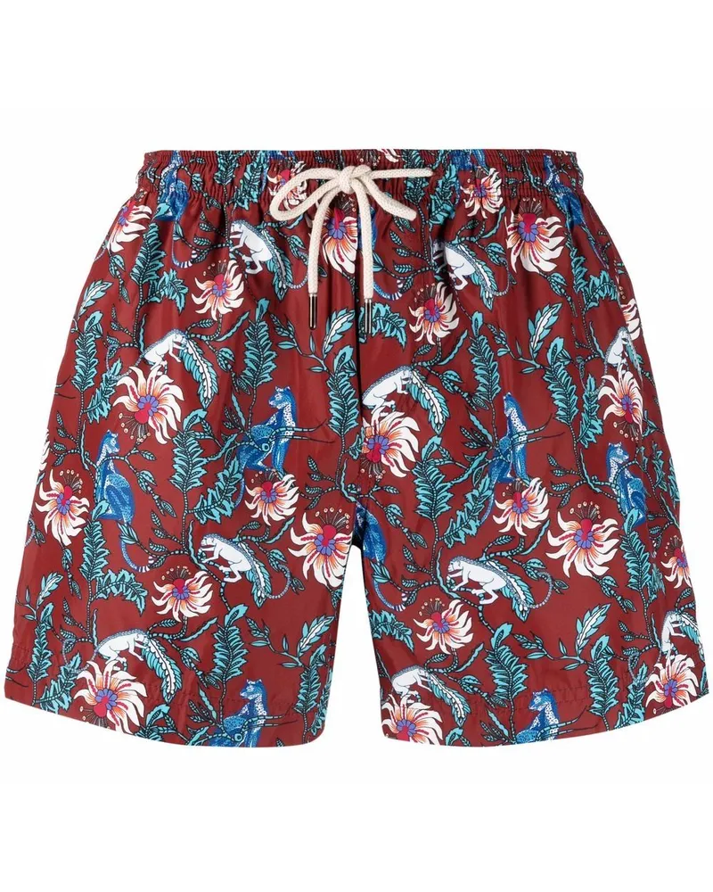 PENINSULA Badeshorts mit Blumen-Print - Braun Braun