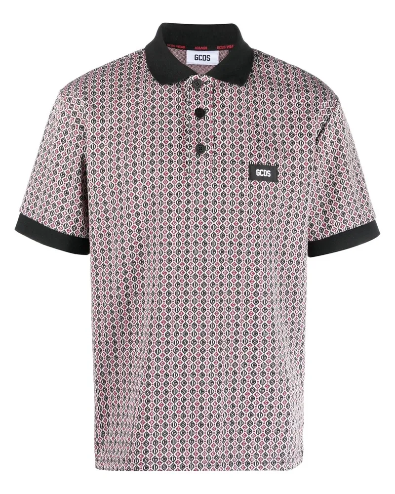 GCDS Poloshirt mit Jacquardmuster - Rot Rot
