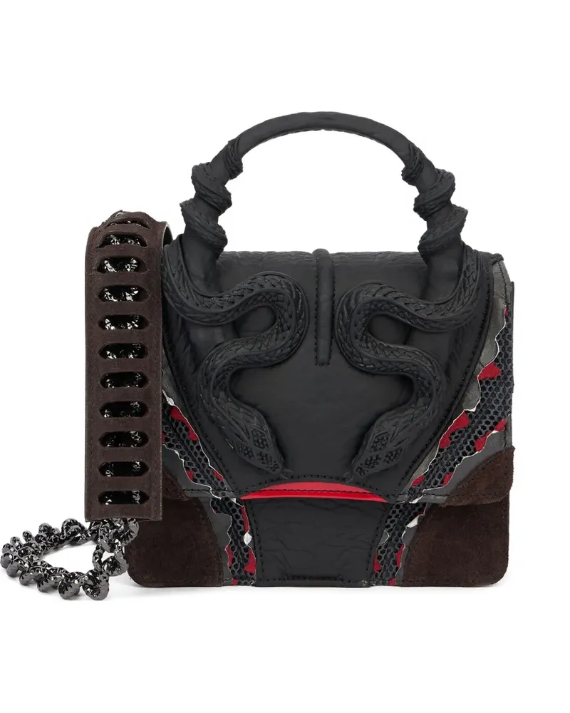Roberto Cavalli Schultertasche mit Schlangenverzierung - Schwarz Schwarz