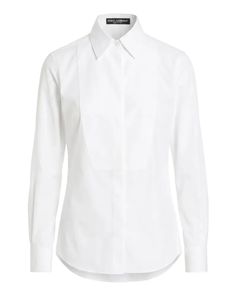 Dolce & Gabbana bib-front long-sleeve cotton tuxedo shirt - Weiß Weiß