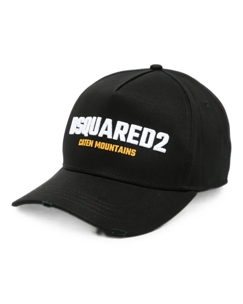 Dsquared2 distressed embroidered baseball cap - Schwarz Schwarz