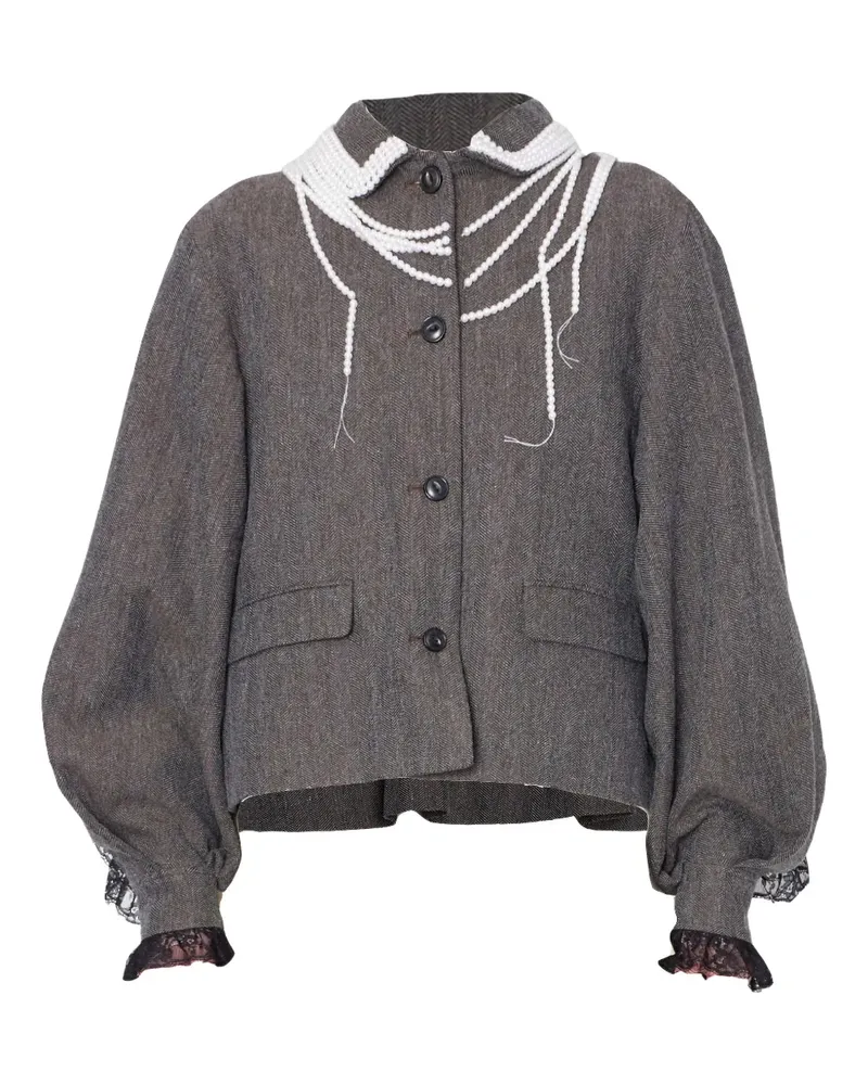 kolor herringbone pearl embellished jacket - Grau Grau