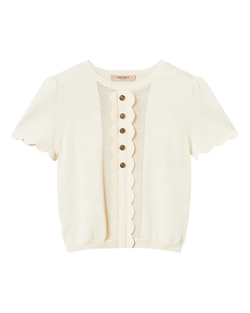 Twin-Set T-Shirt mit ovalen Knöpfen - Nude Nude