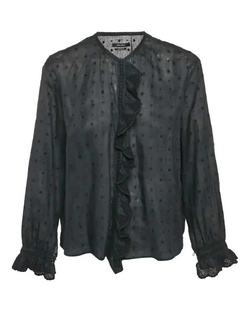 Isabel Marant Bestickte Ramie Bluse - Grau Grau