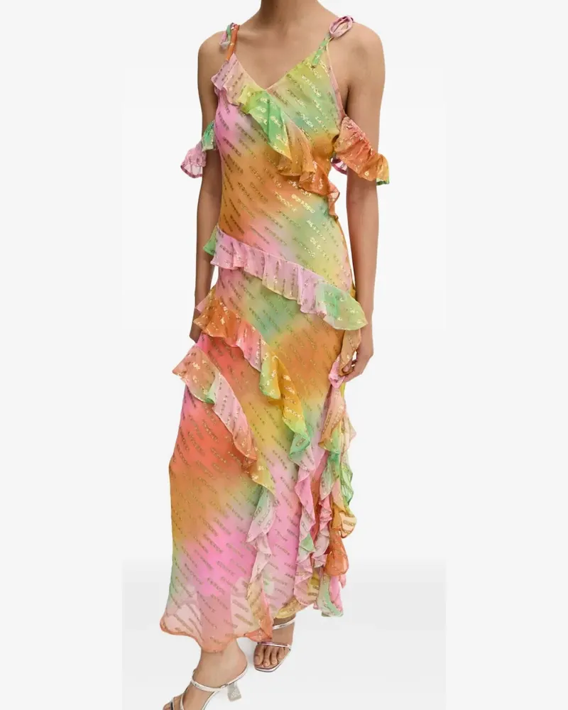 Never Fully Dressed Gerüschtes Kleid mit Pailletten - Gelb Gelb