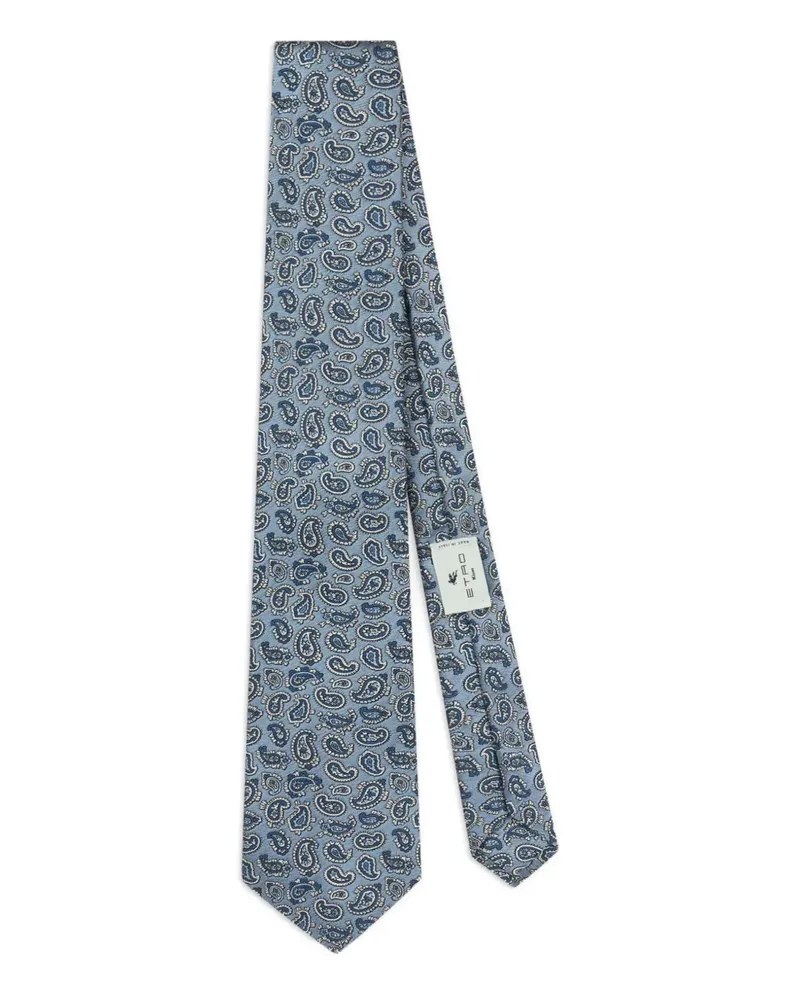 Etro Seidenkrawatte mit Jacquard-Paisleymuster - Blau Blau