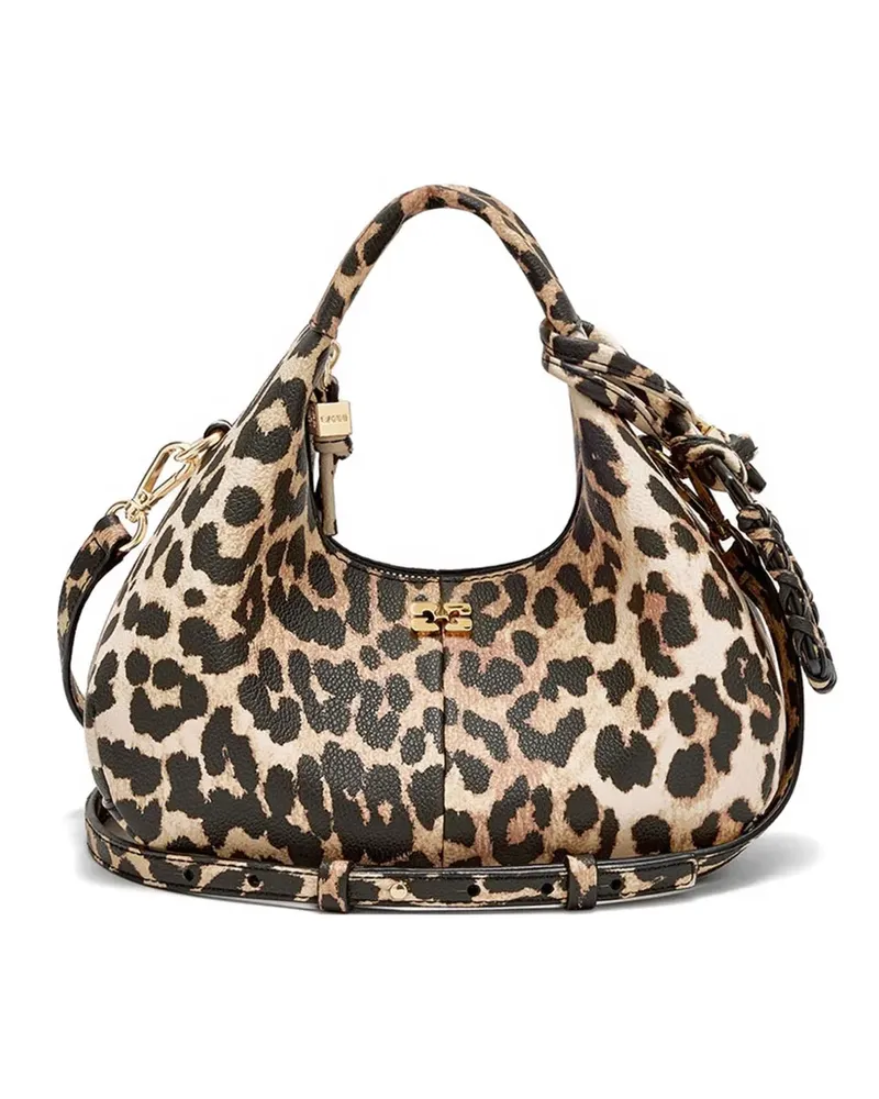 Ganni leopard-print tote bag - Nude Nude