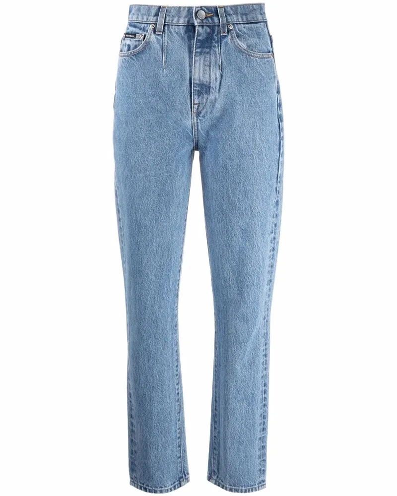 Dolce & Gabbana Gerade Jeans mit Logo-Patch - Blau Blau