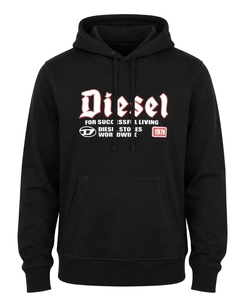 Diesel Hoodie mit Logo-Print - Schwarz Schwarz