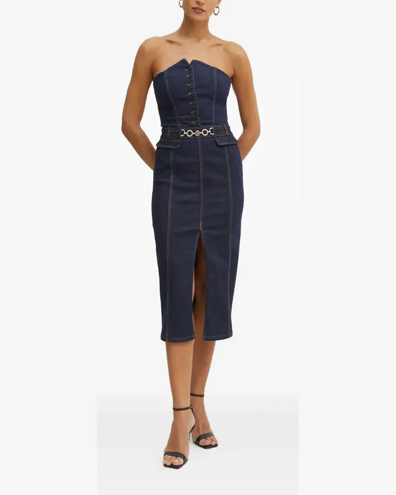 Fracomina buttoned belted denim dress - Blau Blau