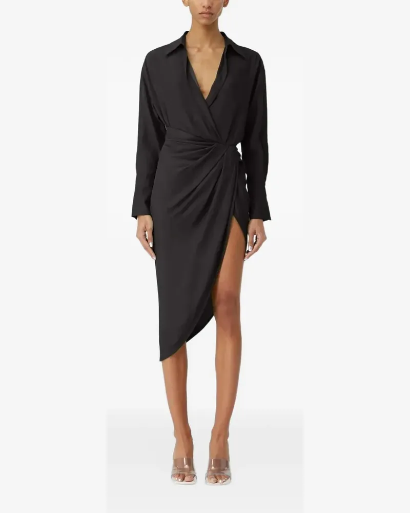 GAUGE81 Gerafftes T-Shirtkleid - Schwarz Schwarz
