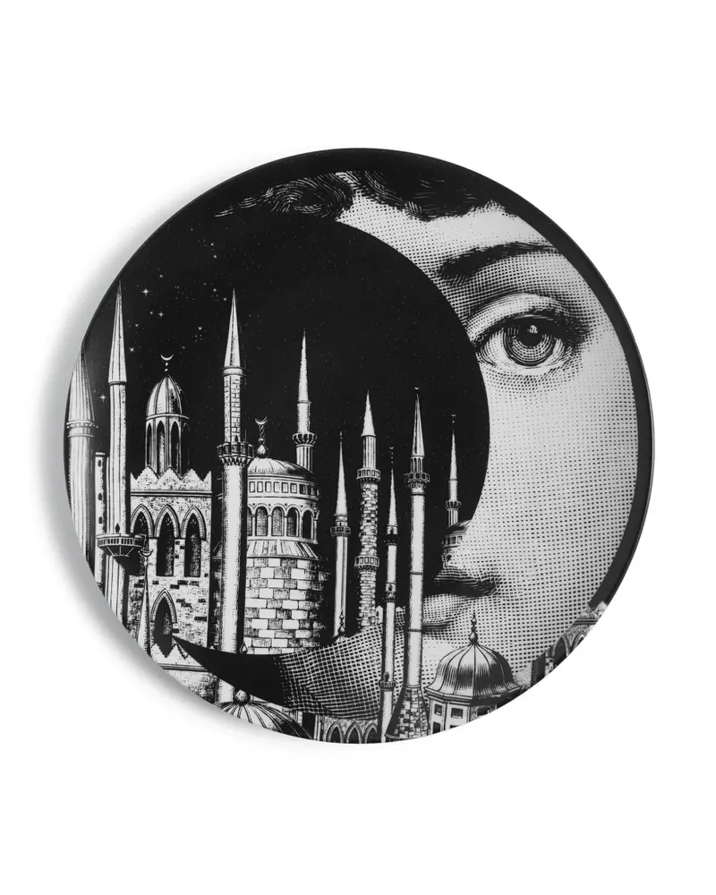 Fornasetti Tema e Variazioni Nr. 406 Wandteller 26cm - Schwarz Schwarz