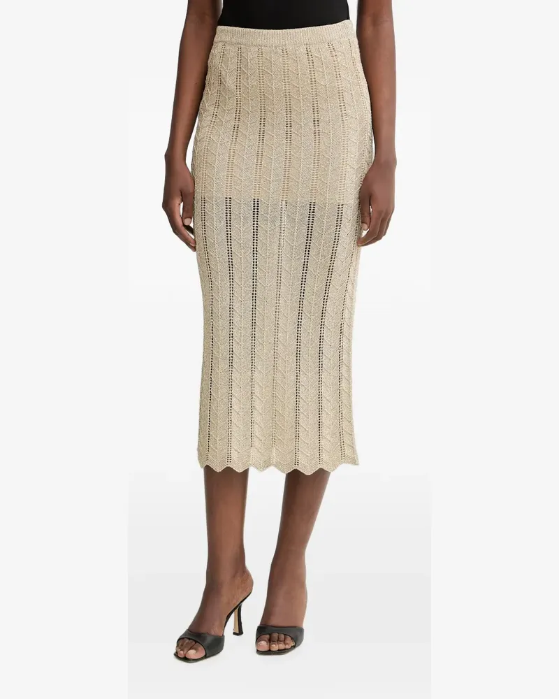 Twin-Set scalloped-hem knit midi skirt - Nude Nude