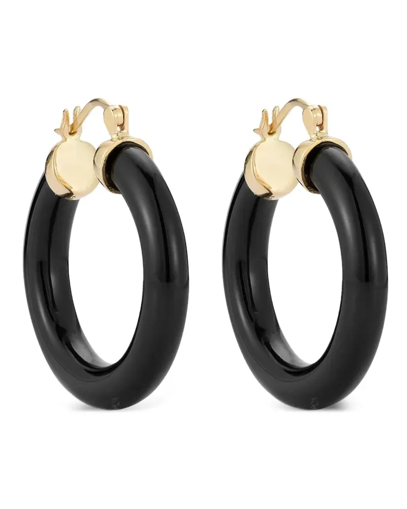 MATEO 14kt Donut Gelbgoldcreolen mit Onyx - Schwarz Schwarz