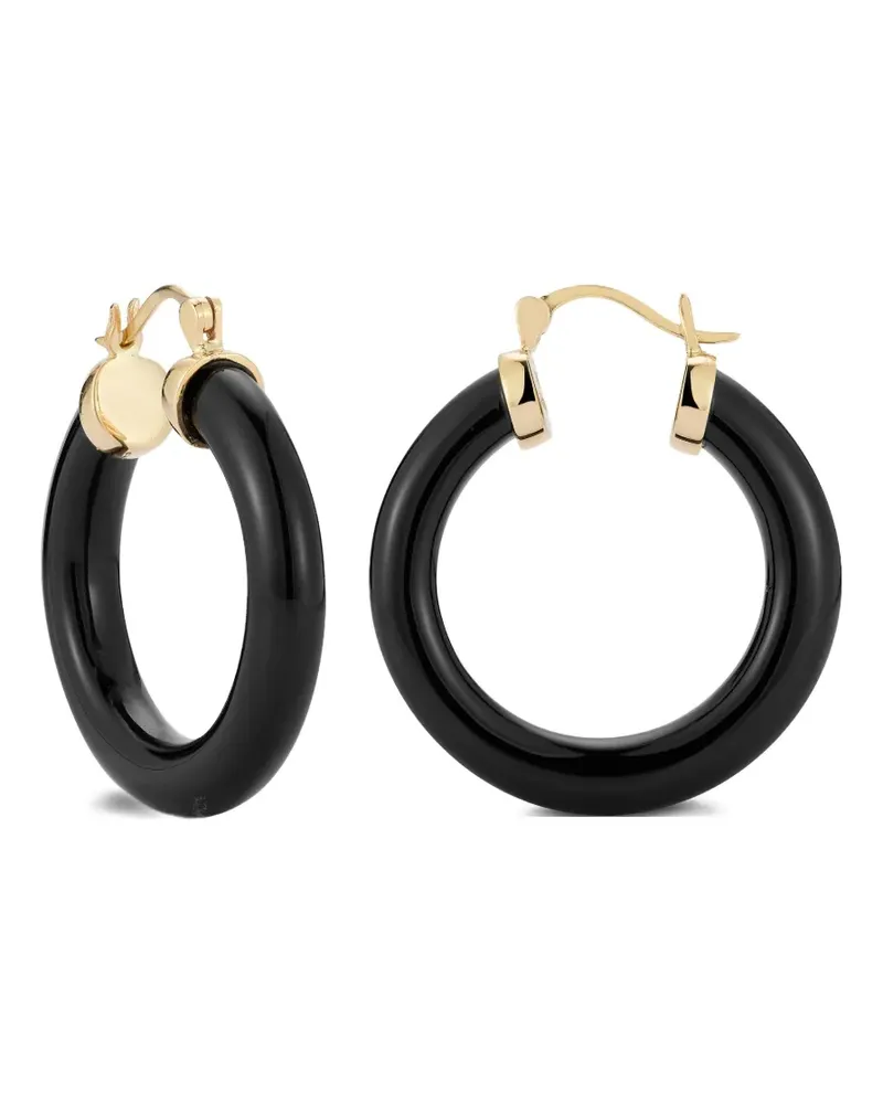 MATEO 14kt Donut Gelbgoldcreolen mit Onyx - Schwarz Schwarz