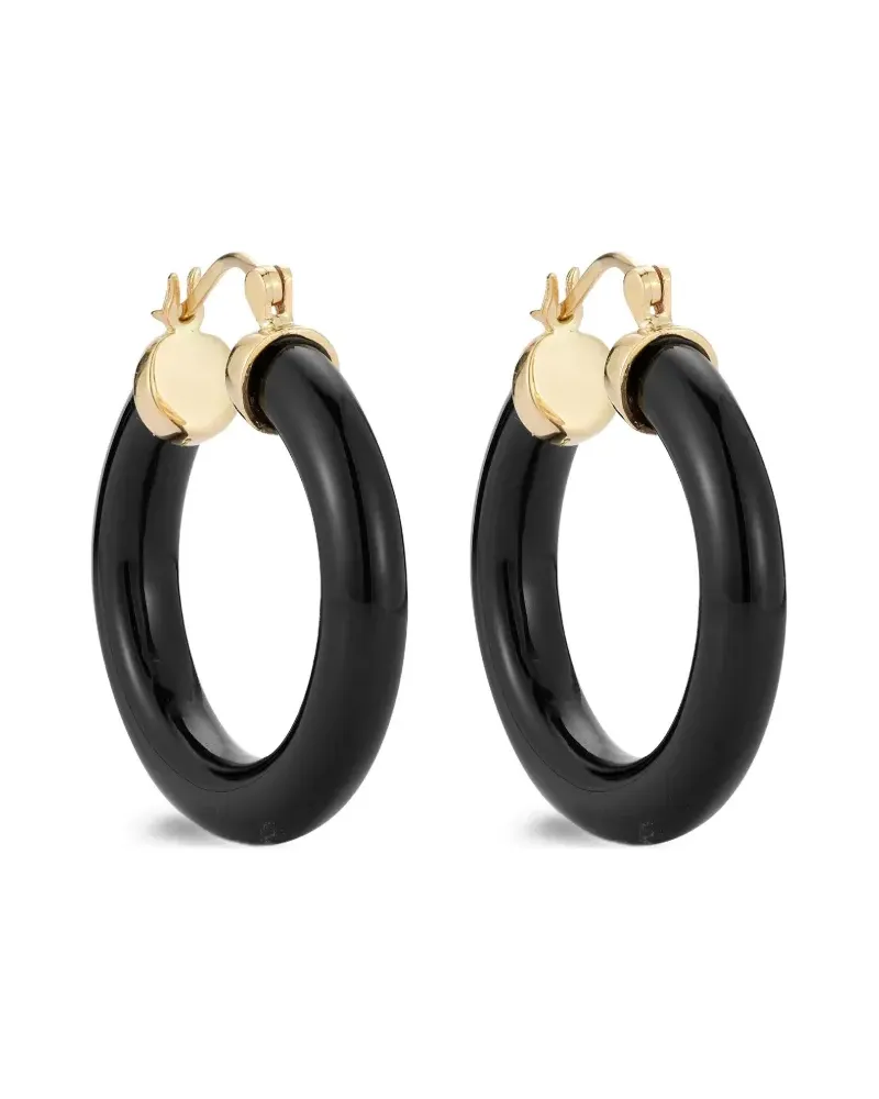 MATEO 14kt Donut Gelbgoldcreolen mit Onyx - Schwarz Schwarz