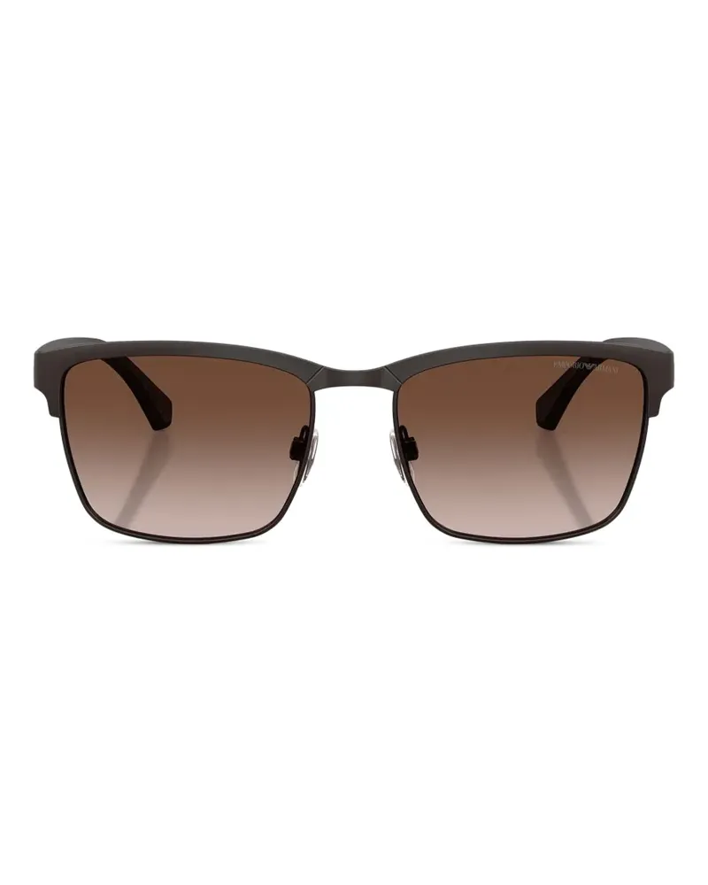 Emporio Armani Eckige Sonnenbrille mit Logo-Schild - Braun Braun