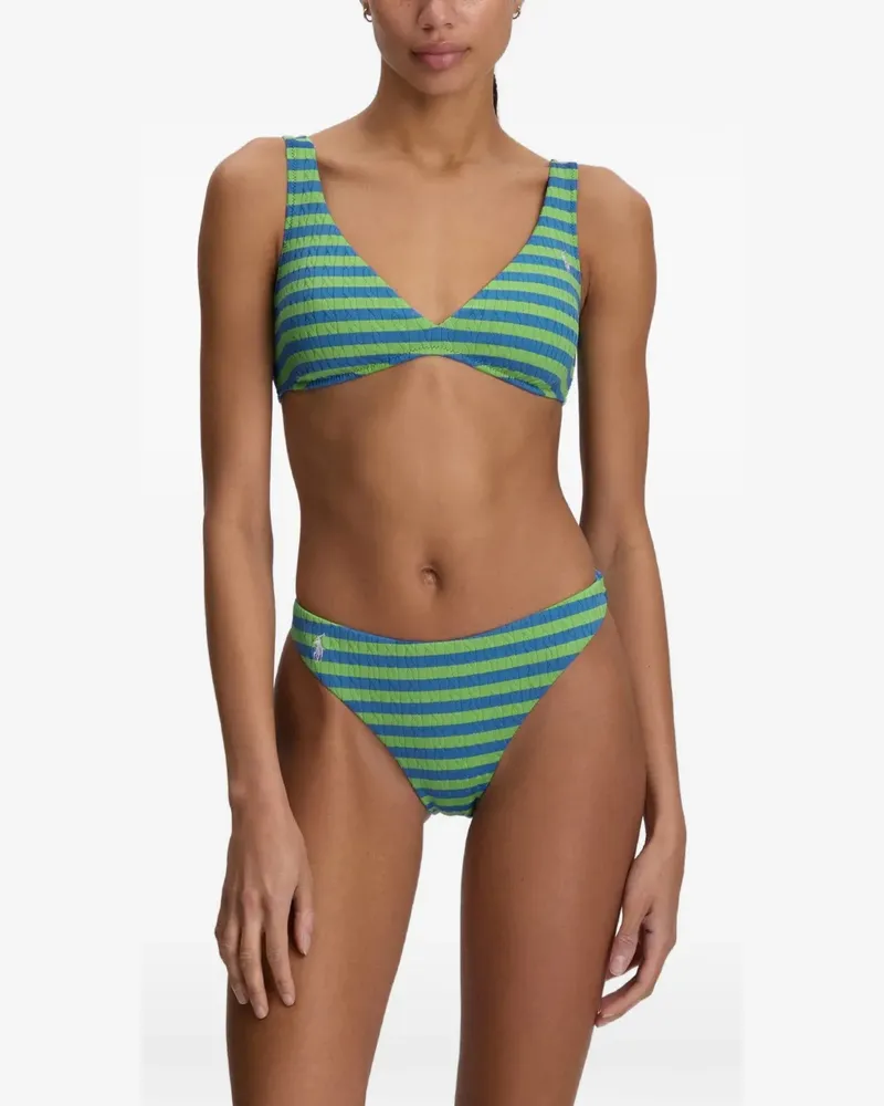 Ralph Lauren Gestreiftes Bikinioberteil mit V-Ausschnitt - Blau Blau