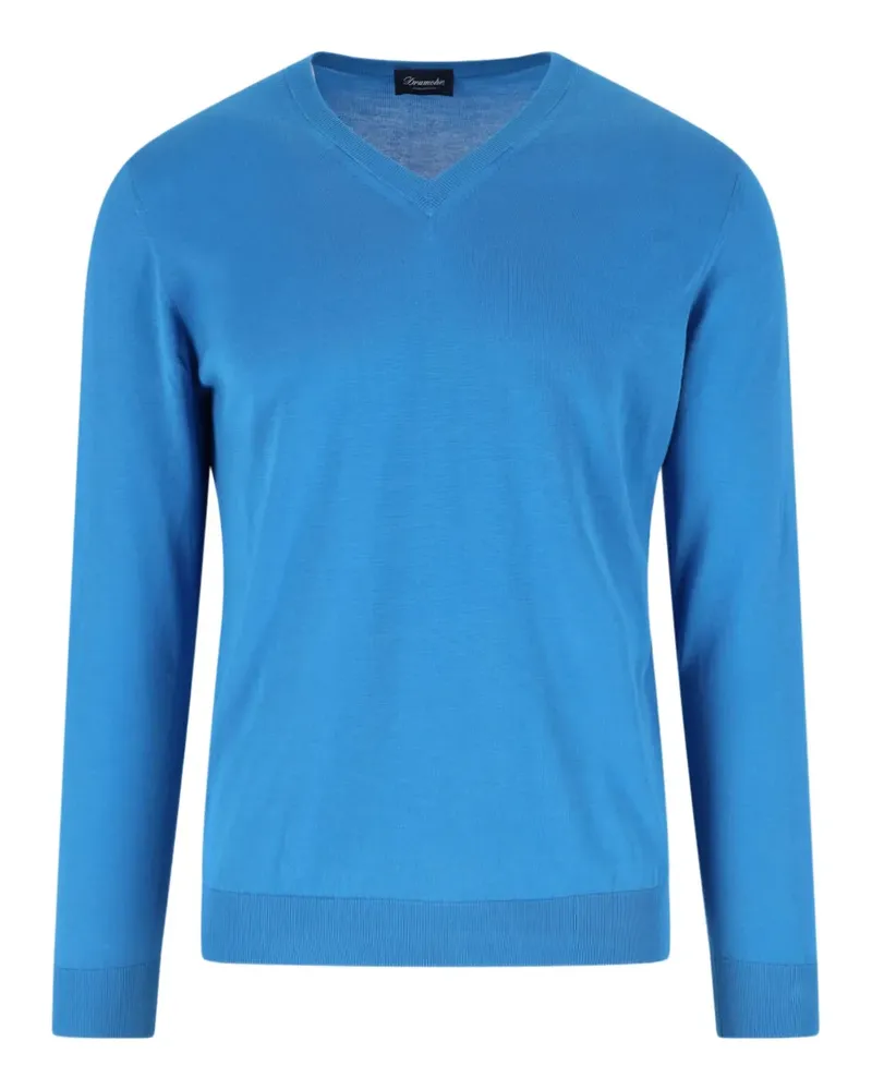 Drumohr  Pullover mit V-Ausschnitt - Blau Blau