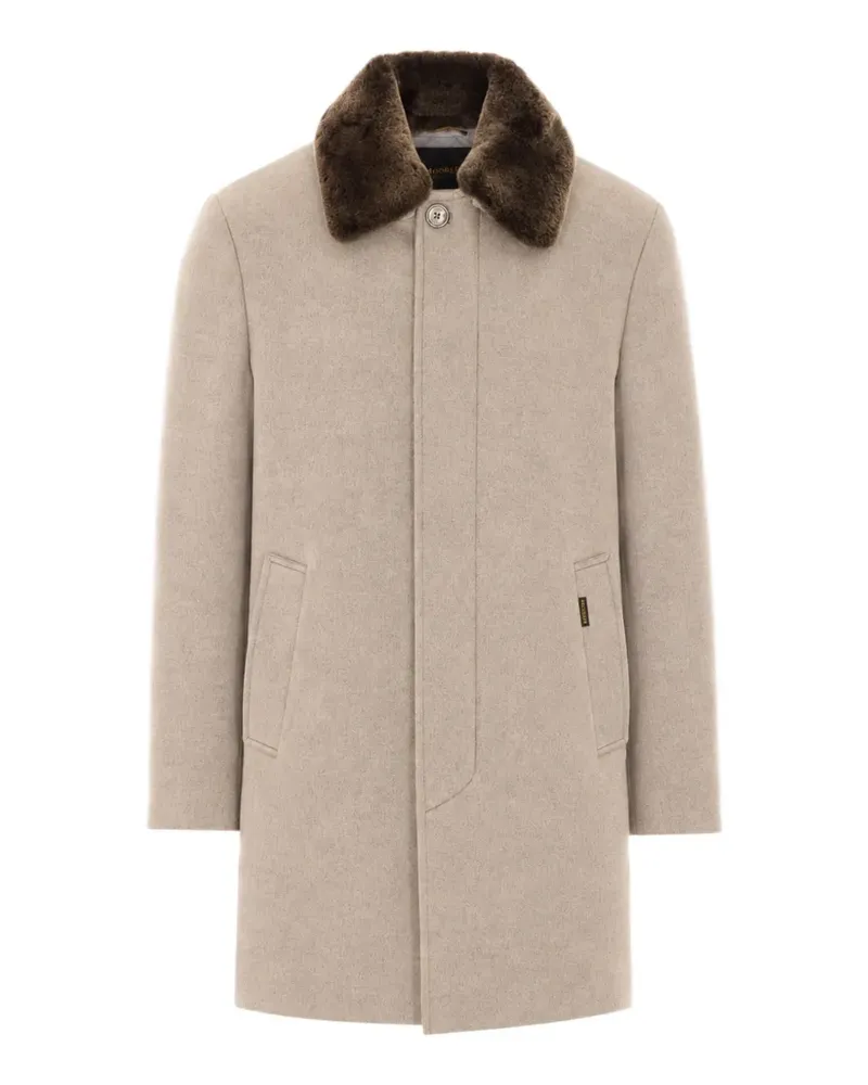 MOORER Simmons-Bab shearling-collar single-breasted coat - Nude Nude