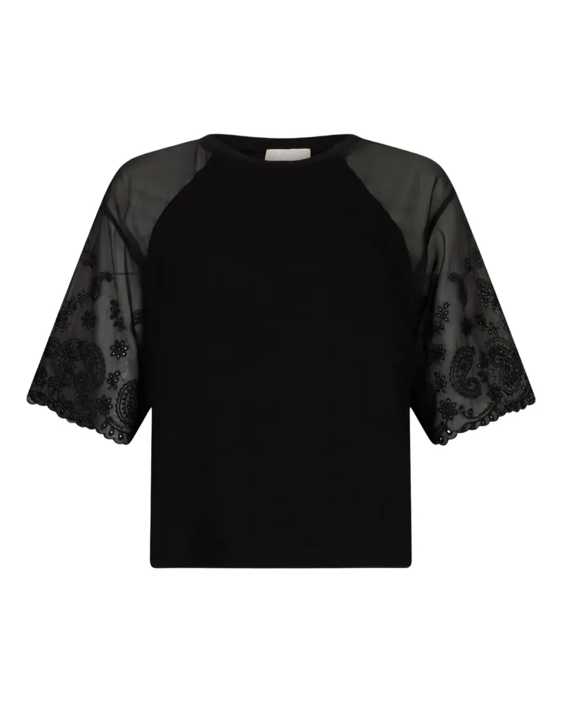 Liu Jo T-Shirt mit Paisley-Stickerei - Schwarz Schwarz