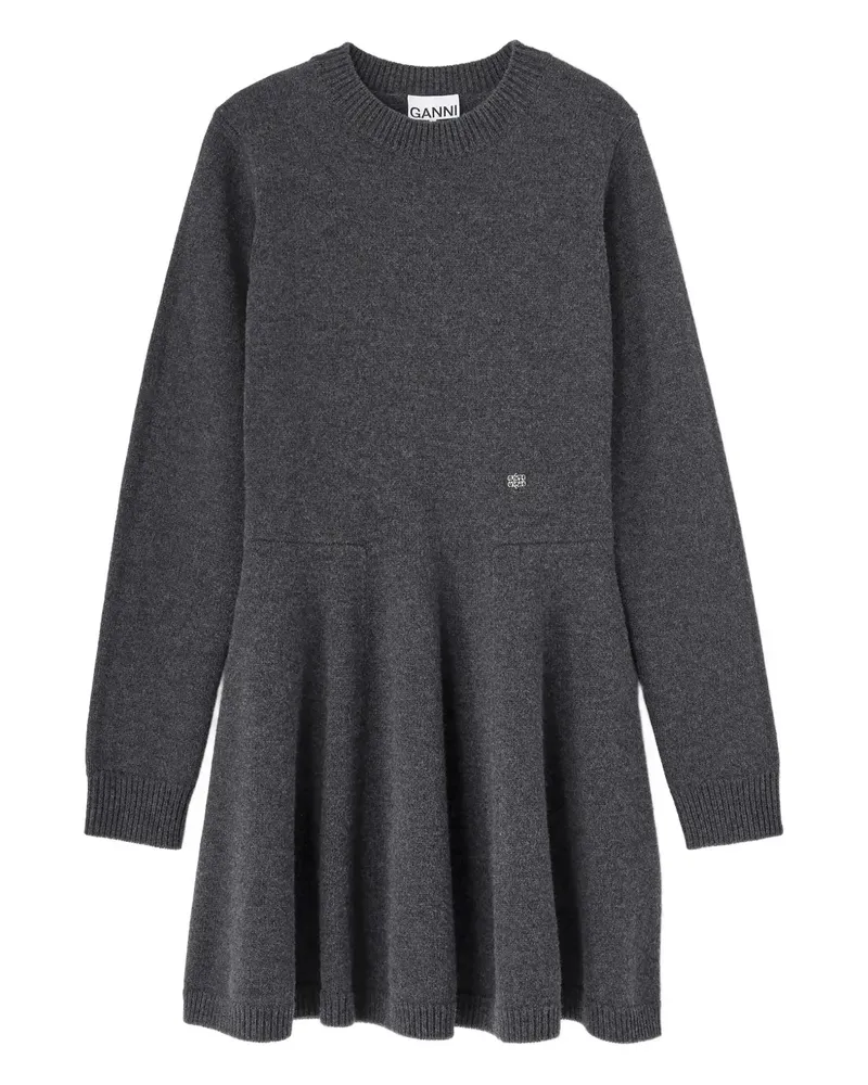 Ganni Langärmeliges Minikleid - Grau Grau