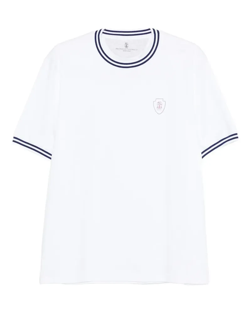 Brunello Cucinelli T-Shirt mit Wappen - Weiß Weiß