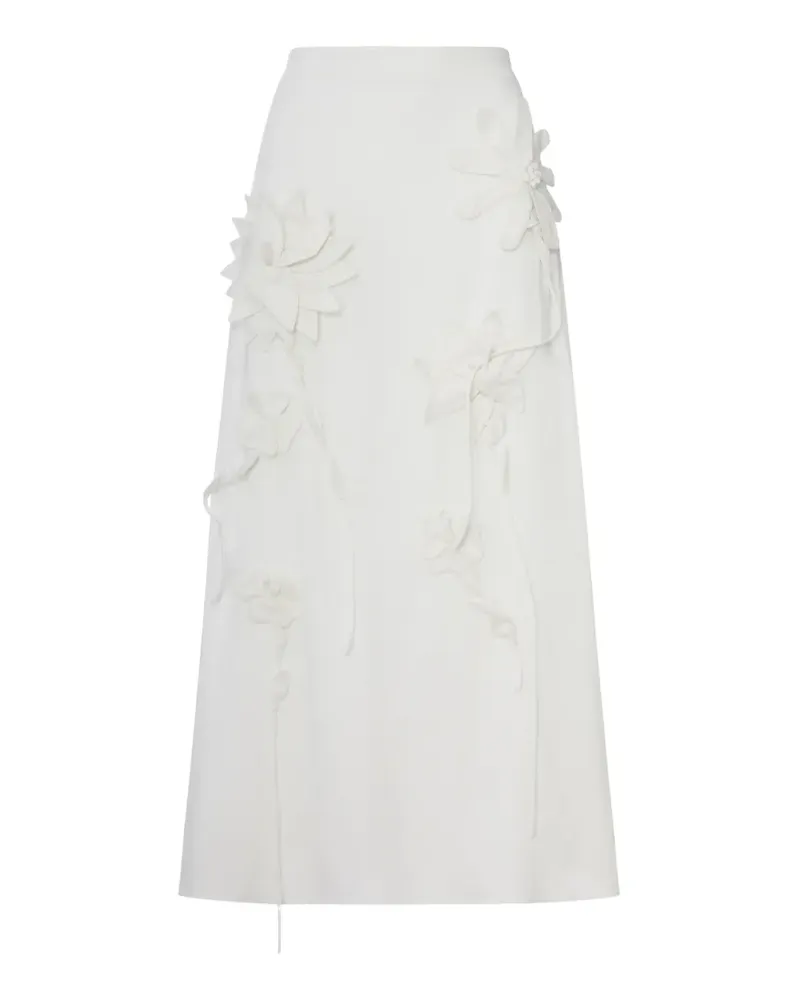 FARM Rio floral-appliqué A-line midi skirt - Weiß Weiß