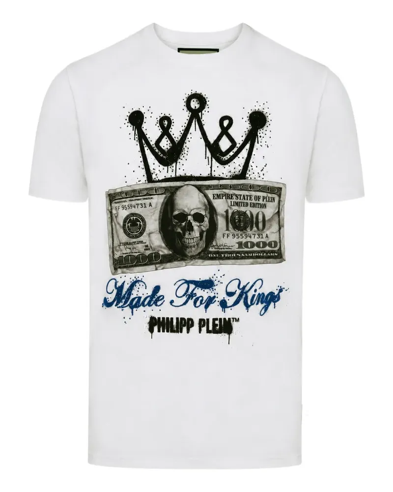 Philipp Plein jersey t-shirt crown dollar - Weiß Weiß