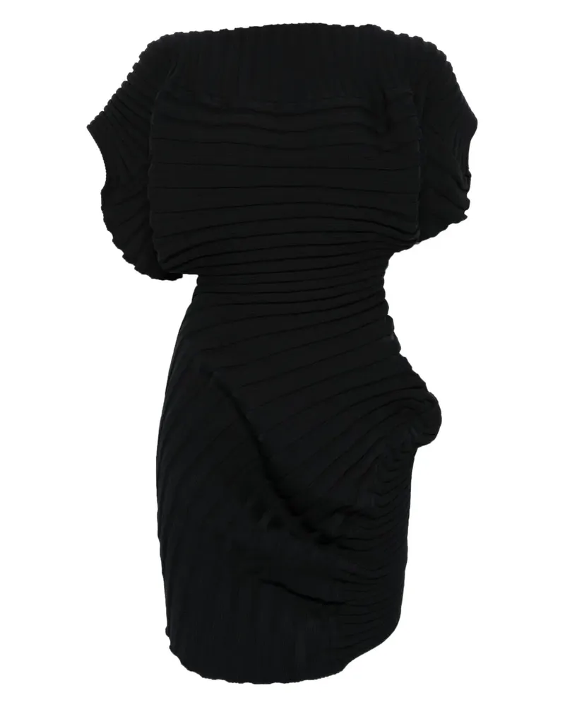 Issey Miyake Asymmetrisches, geripptes (As It Is) Oberteil - Schwarz Schwarz