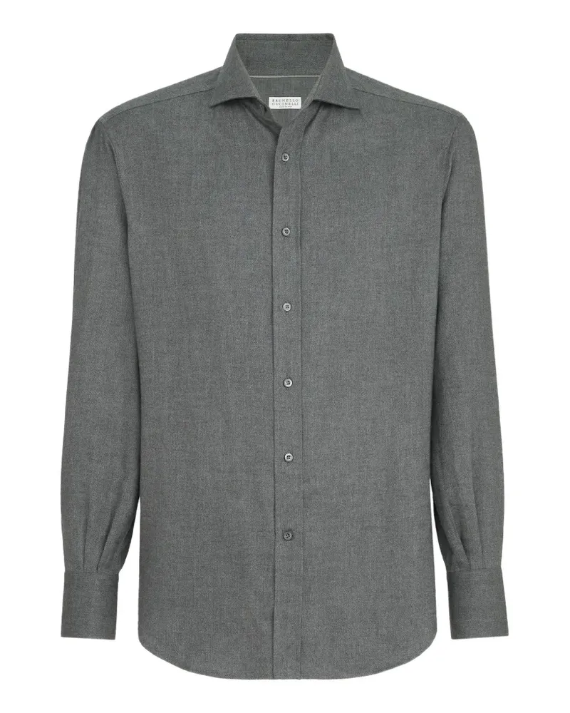 Brunello Cucinelli Flanellhemd mit Zickzackmuster - Grau Grau