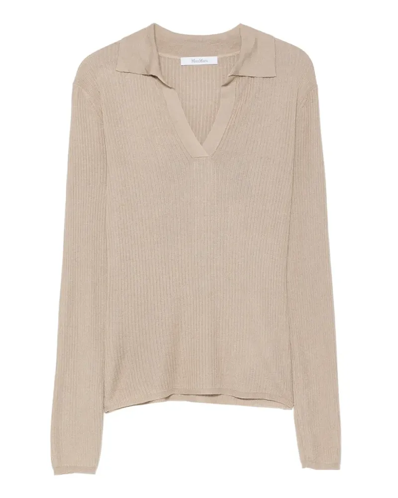 Max Mara Gerippter Pullover mit Polokragen - Nude Nude