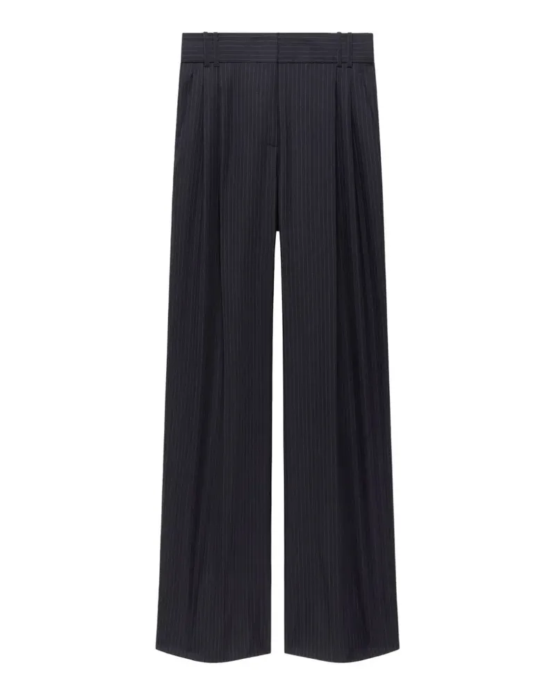 Another Tomorrow Bundfaltenhose mit Nadelstreifen - Blau Blau