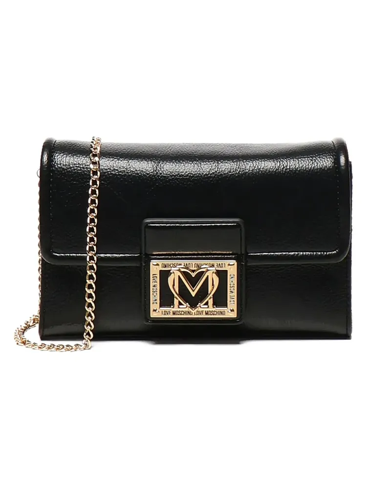 Moschino Handtasche mit Logo-Schild - Schwarz Schwarz