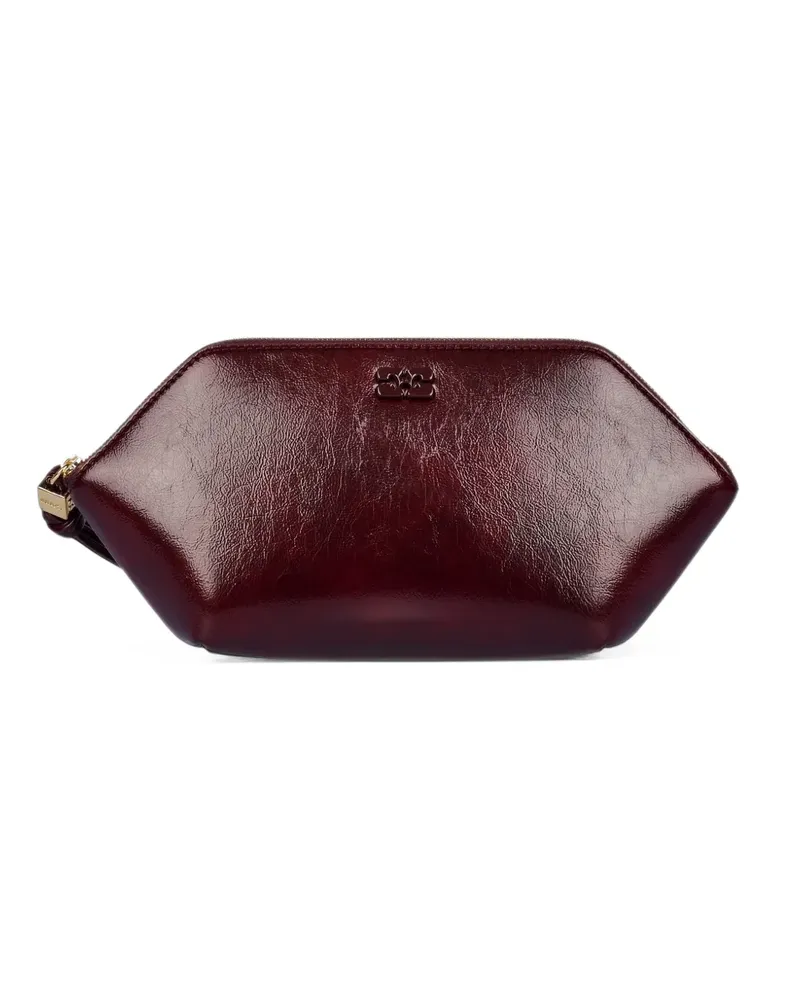 Ganni logo-plaque clutch bag - Rot Rot