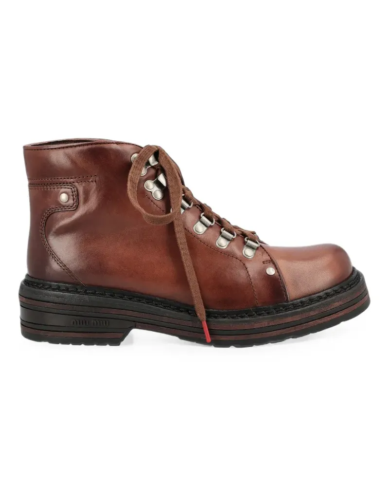 Miu Miu leather booties - Braun Braun