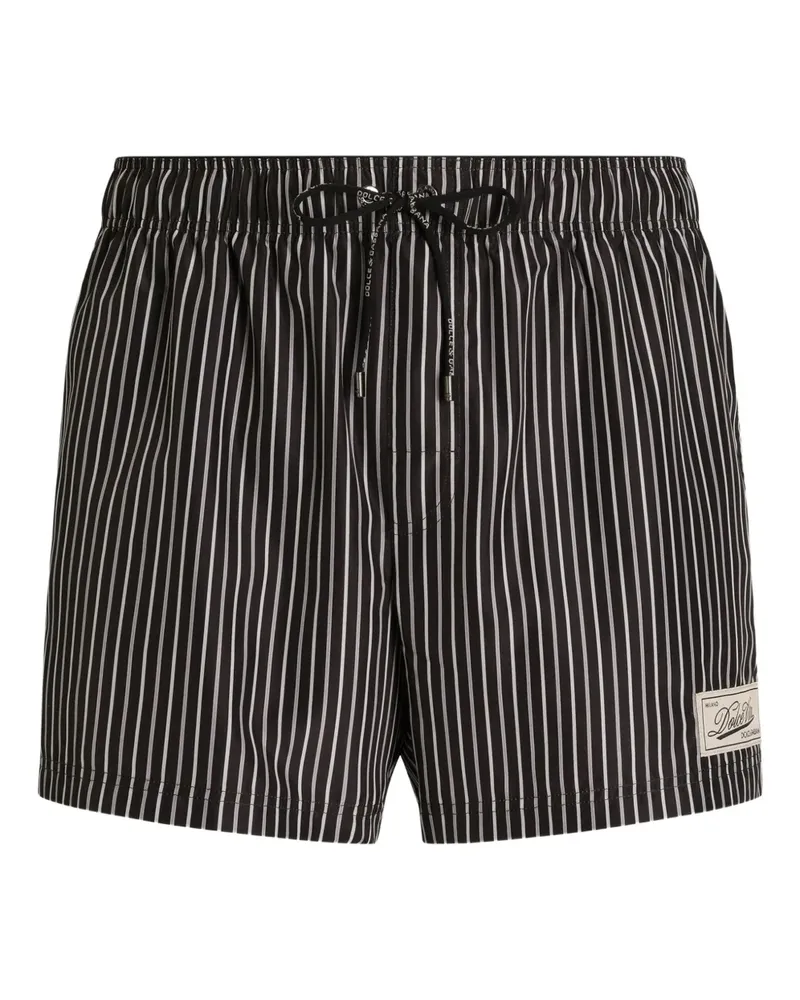 Dolce & Gabbana Gestreifte Badeshorts - Schwarz Schwarz