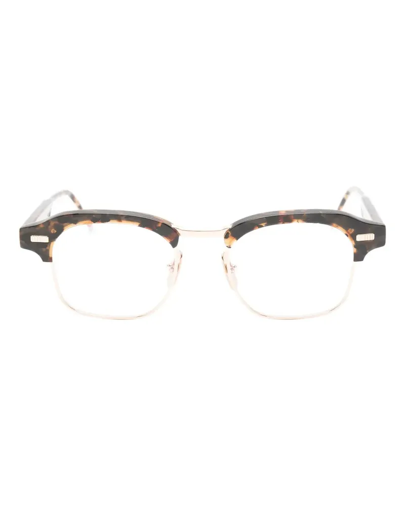 Thom Browne tortoiseshell-effect rectangle-frame glasses - Braun Braun