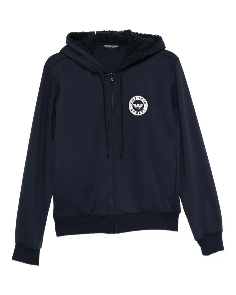 Emporio Armani logo-patch hoodie - Blau Blau