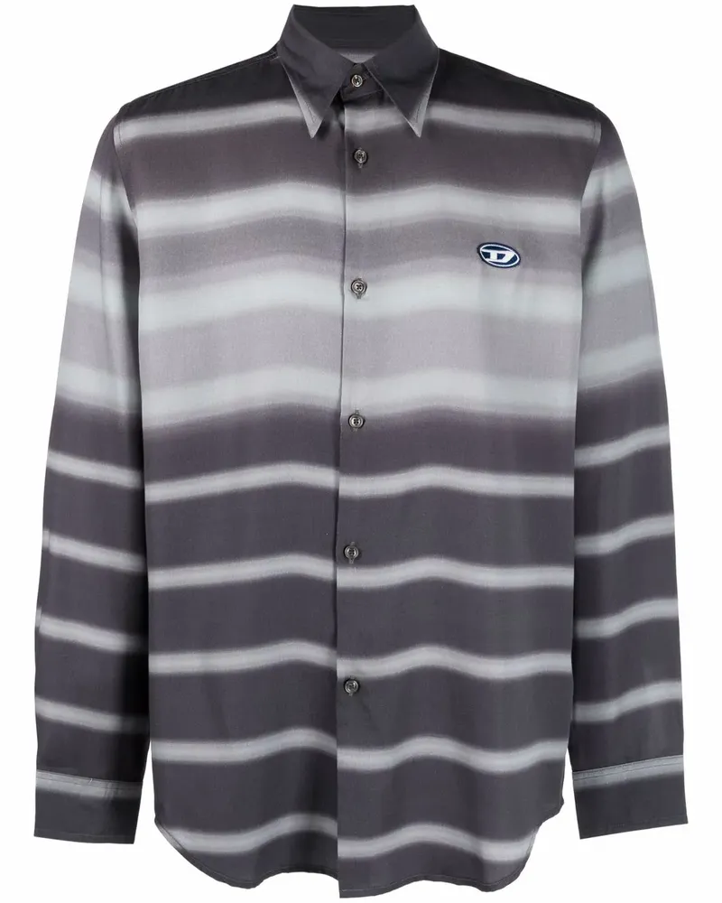 Diesel Gestreiftes S-Tucked TENCEL™ Lyocell-Hemd - Grau Grau