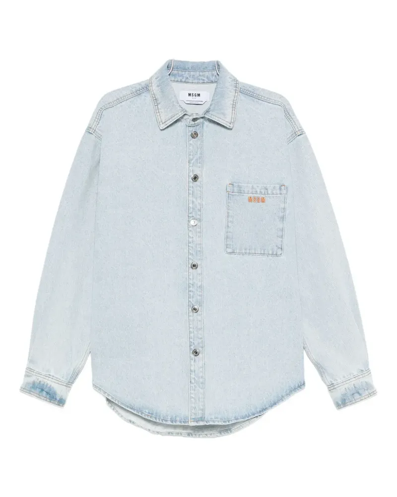 MSGM logo-embroidered denim shirt - Blau Blau