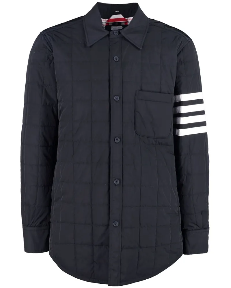 Thom Browne Gefütterte Hemdjacke mit Logo-Streifen - Blau Blau