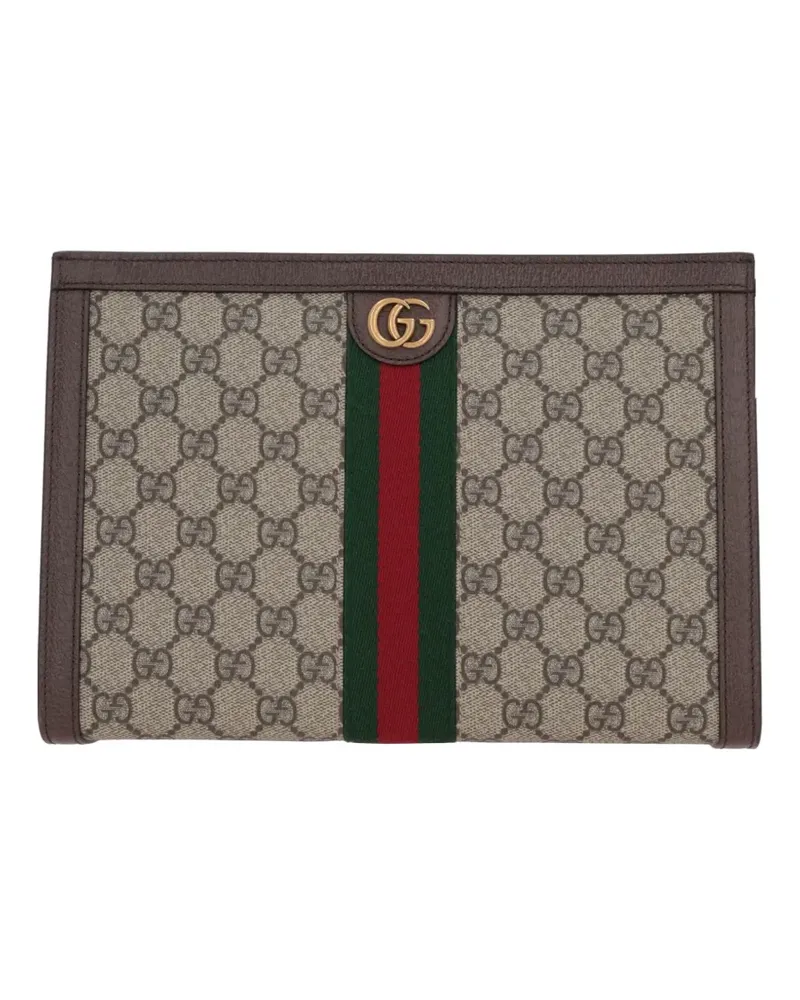 Gucci Ophidia GG Supreme Clutch mit Webstreifen - Braun Braun